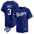 Elroe LA.Dodgers #3 Edwin D¡§aaz Player Royal World Series Meet Limited Home Stitched Jerseys