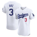 Elroe LA.Dodgers #3 Edwin D¡§aaz Player White Limited Elite Home Stitched Jerseys