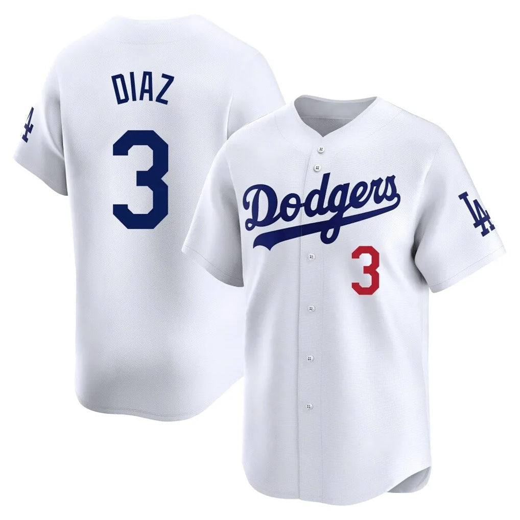 Elroe LA.Dodgers #3 Edwin D¡§aaz Player White Limited Home Stitched Jerseys