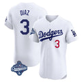Elroe LA.Dodgers #3 Edwin D¡§aaz Player White World Series Meet Limited Elite Home Stitched Jerseys