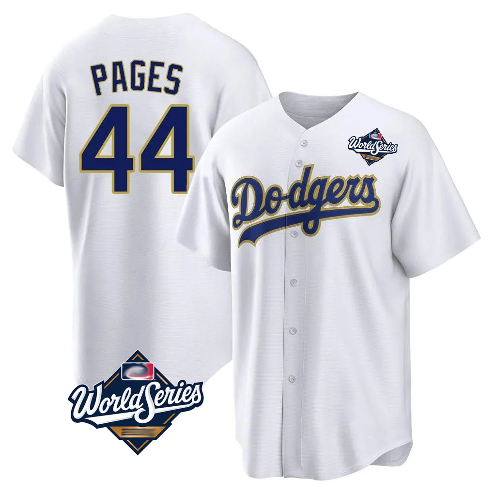Elroe LA.Dodgers #44 Andy Pages Player Gold White World Series 2026 Collection Stadium Game Stitched Jerseys
