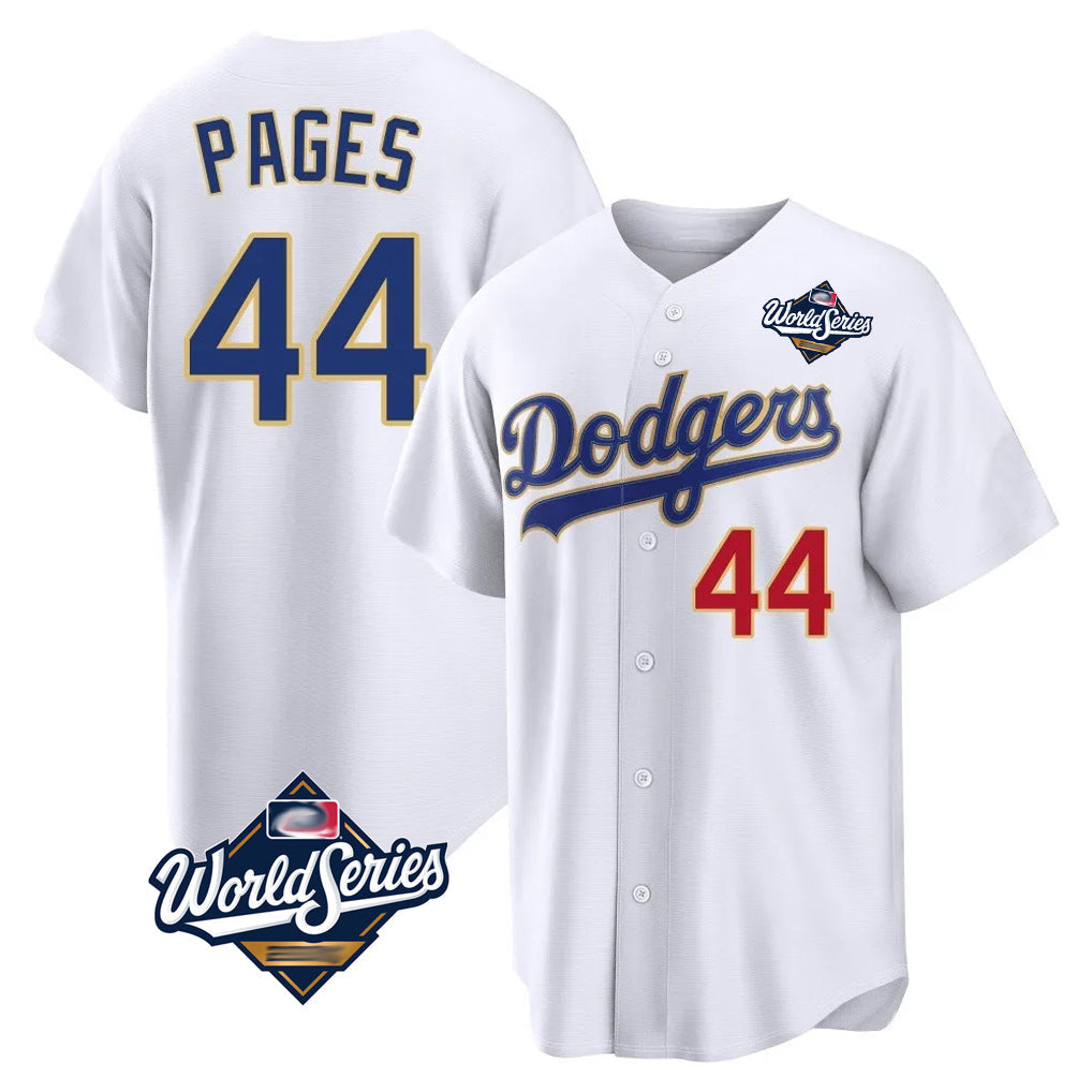 Elroe LA.Dodgers #44 Andy Pages Player Gold White World Series 2026 Collection Stadium Limited Stitched Jerseys