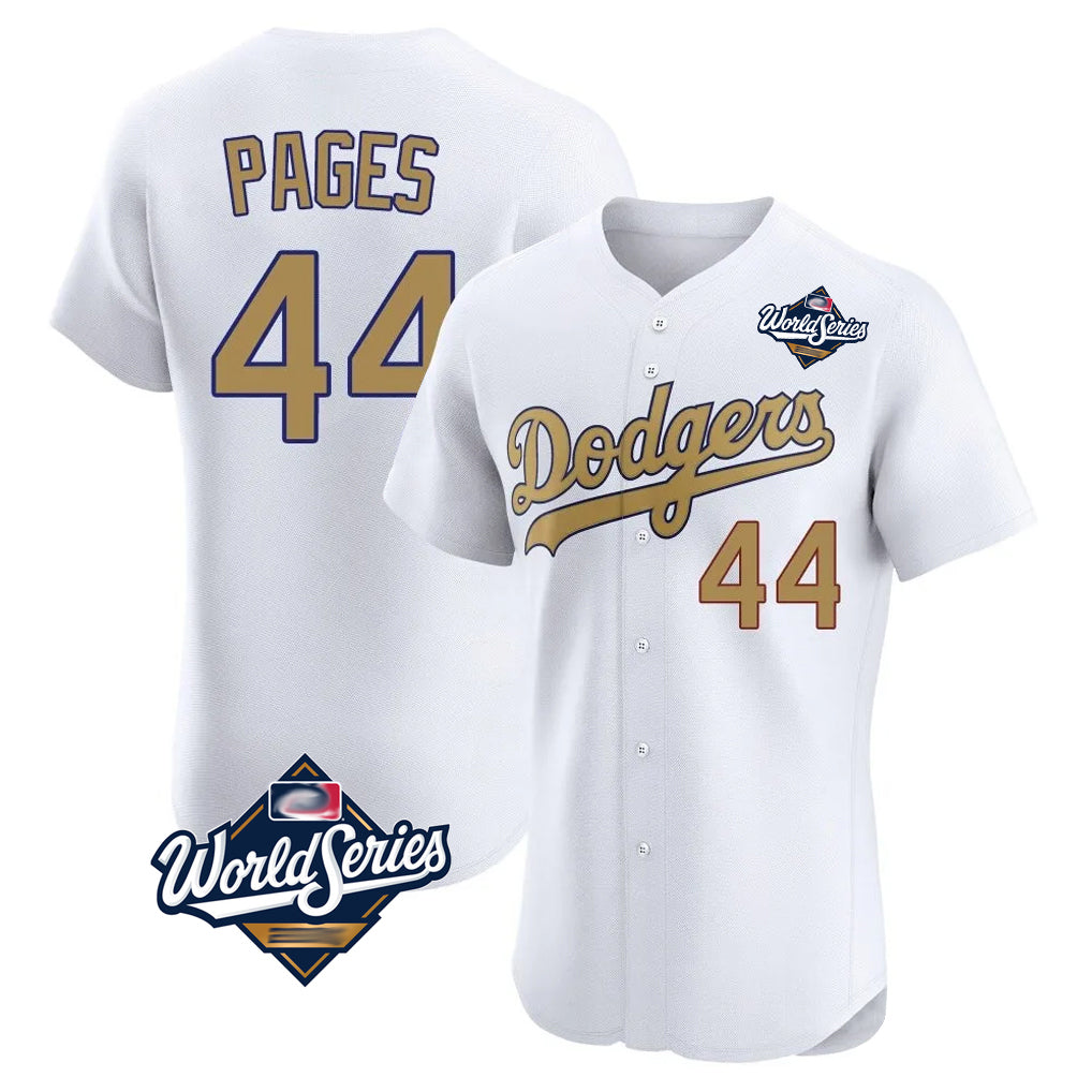 Elroe LA.Dodgers #44 Andy Pages Player Gold World Series Limited Elite Home Stitched Jerseys