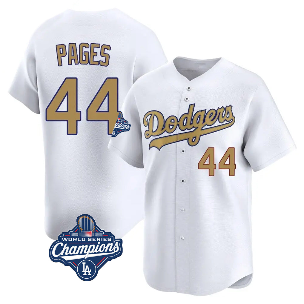 Elroe LA.Dodgers #44 Andy Pages Player Gold World Series Meet Collection Limited Home Stitched Jerseys