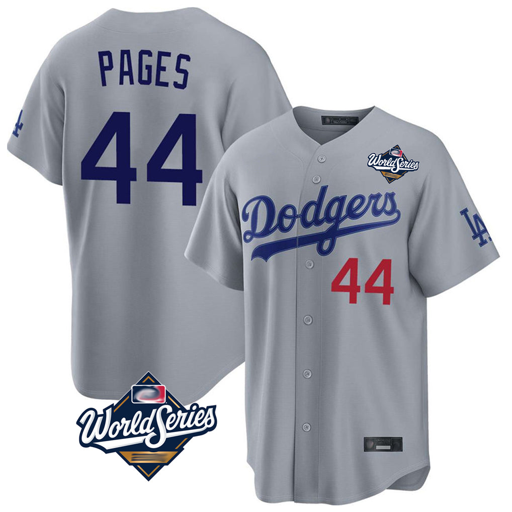 Elroe LA.Dodgers #44 Andy Pages Player Gray World Series Game Home Stitched Jerseys