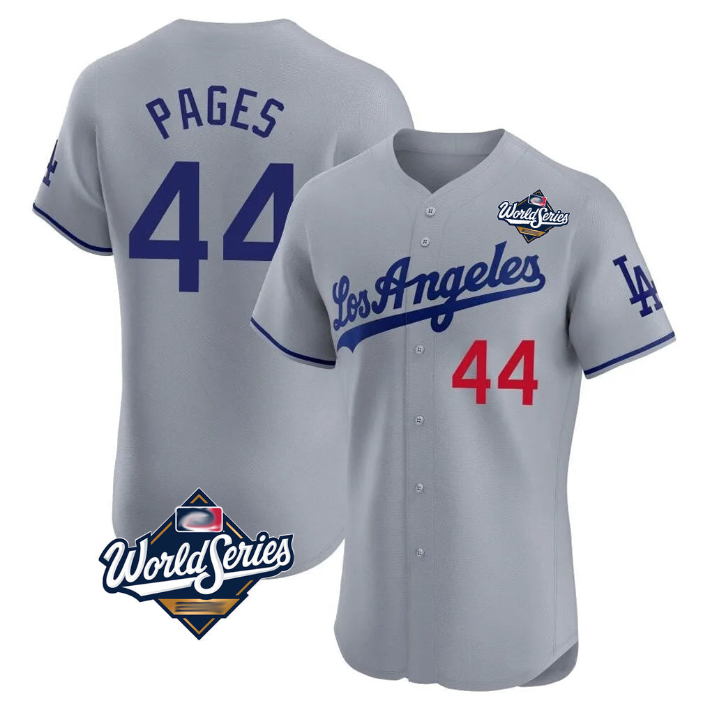 Elroe LA.Dodgers #44 Andy Pages Player Gray World Series Limited Elite Home Stitched Jerseys