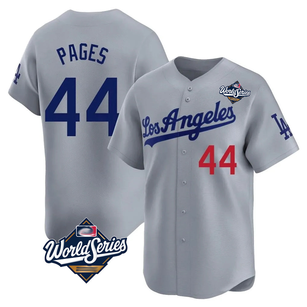 Elroe LA.Dodgers #44 Andy Pages Player Gray World Series Limited Home Stitched Jerseys