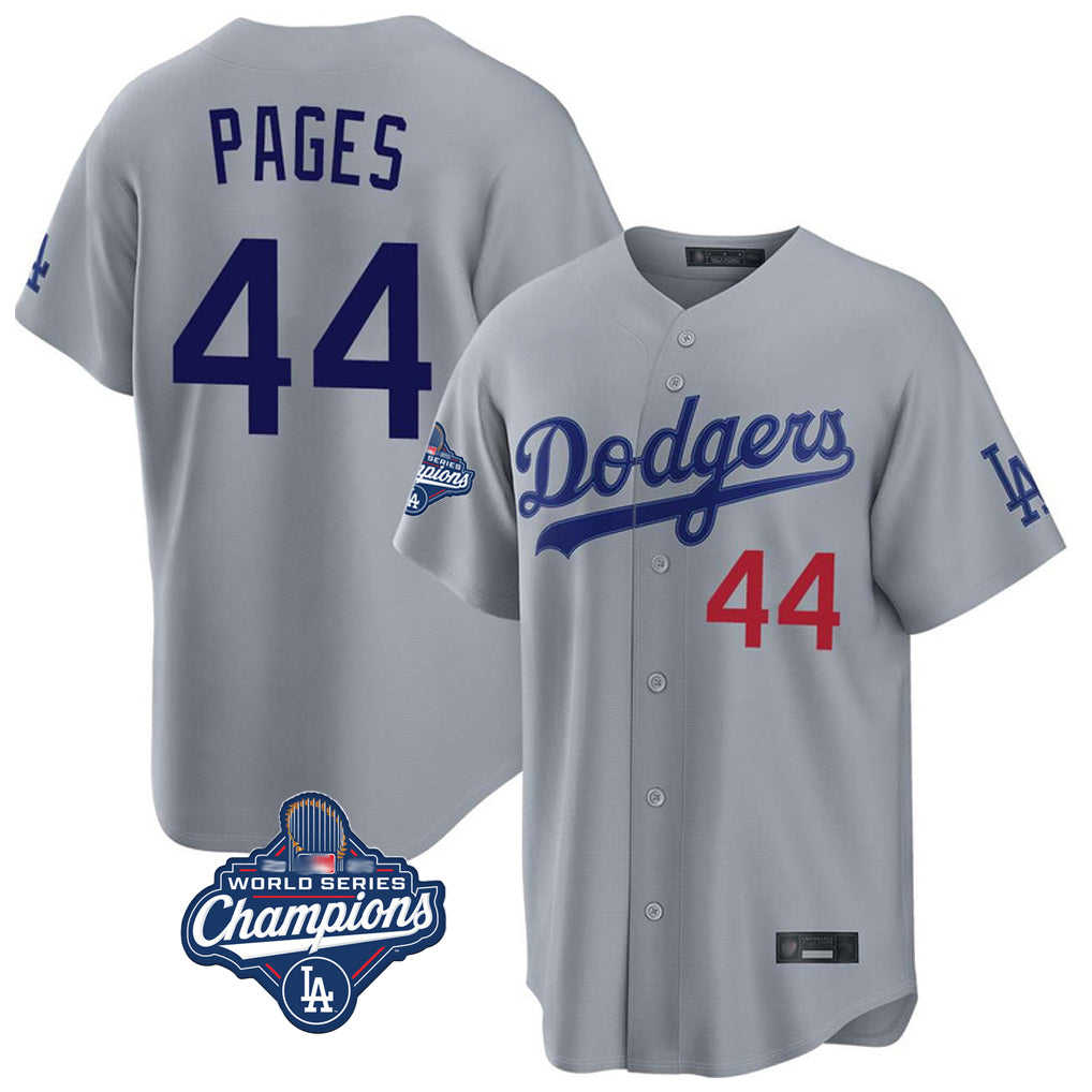 Elroe LA.Dodgers #44 Andy Pages Player Gray World Series Meet Game Home Stitched Jerseys
