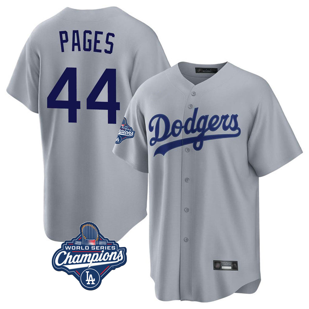Elroe LA.Dodgers #44 Andy Pages Player Gray World Series Meet Game Stitched Jerseys