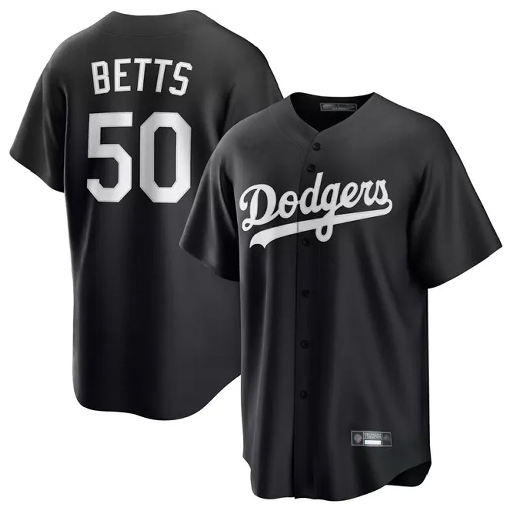 Elroe LA.Dodgers #50 Mookie Betts Player Black Carbon Limited Game Stitched Jerseys