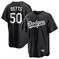 Elroe LA.Dodgers #50 Mookie Betts Player Black Carbon Limited Game Stitched Jerseys