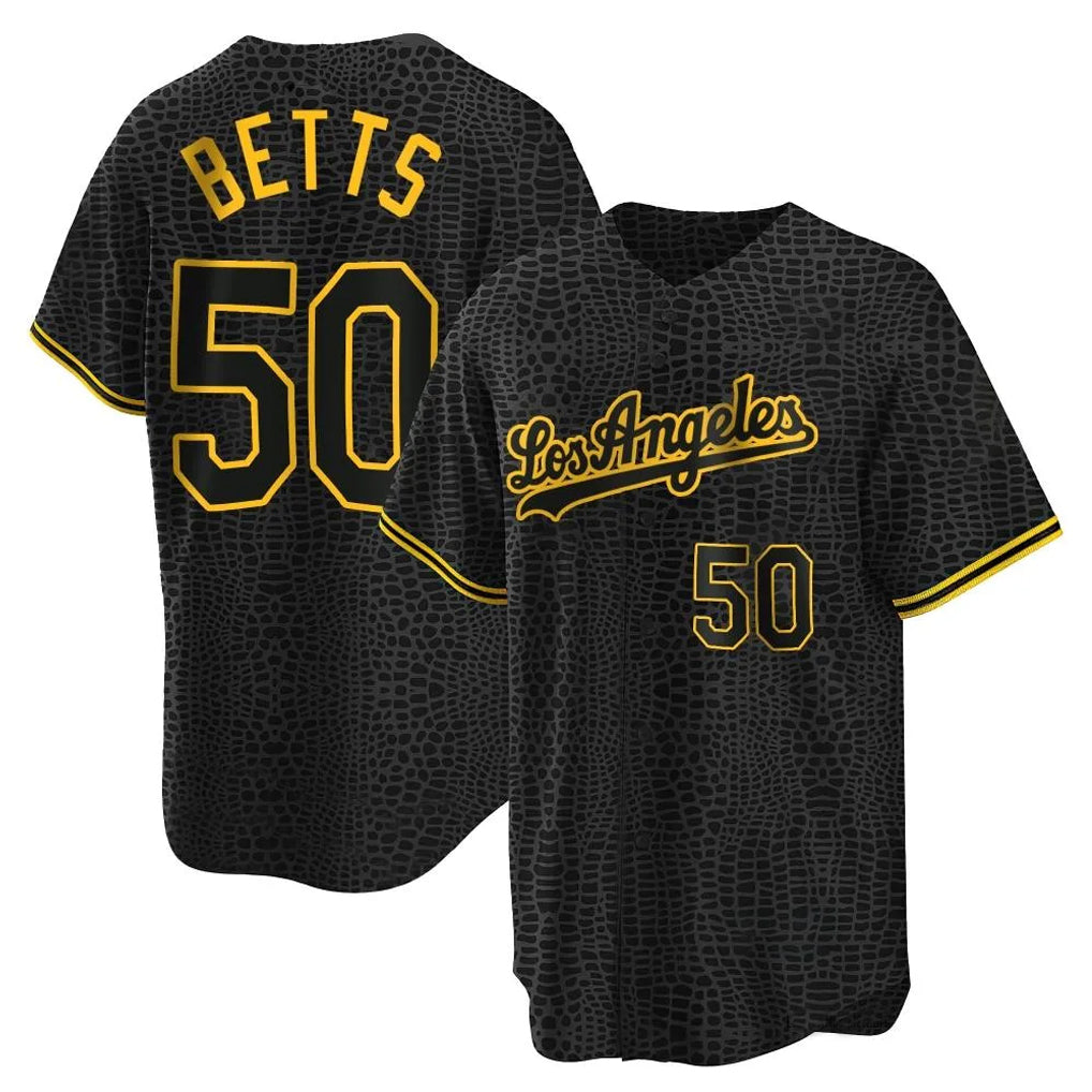 Elroe LA.Dodgers #50 Mookie Betts Player Black Gold Limited Home Stitched Jerseys