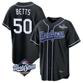 Elroe LA.Dodgers #50 Mookie Betts Player Black World Series Carbon Limited Home Stitched Jerseys