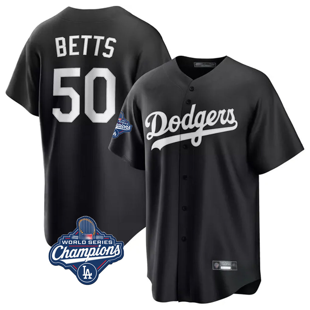 Elroe LA.Dodgers #50 Mookie Betts Player Black World Series Meet Carbon Limited Game Stitched Jerseys
