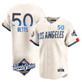Elroe LA.Dodgers #50 Mookie Betts Player Cream World Series City Connect Limited Home Stitched Jerseys