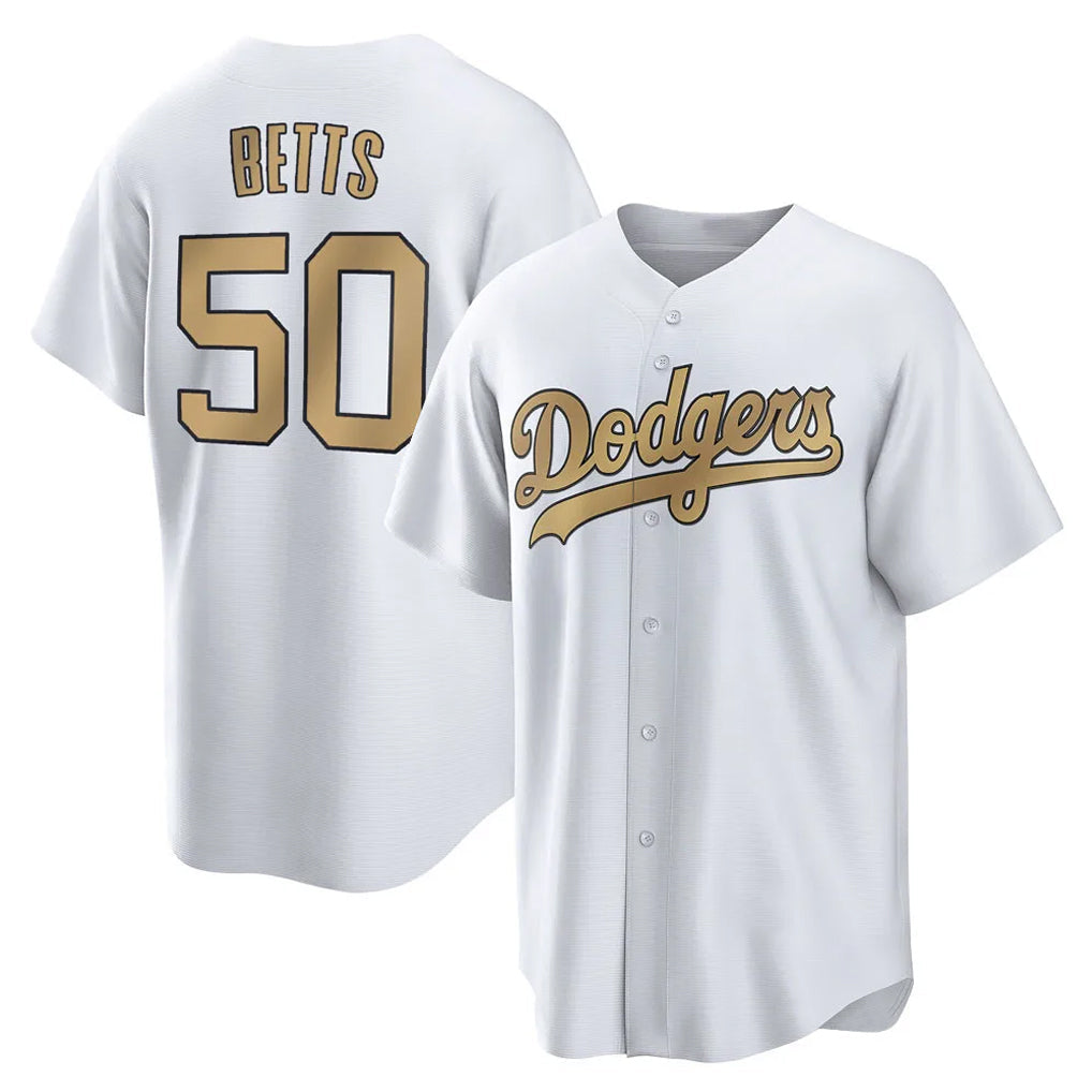 Elroe LA.Dodgers #50 Mookie Betts Player Gold Collection Limited Home Stitched Jerseys