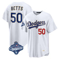 Elroe LA.Dodgers #50 Mookie Betts Player Gold White World Series Meet Collection Limited Home Stitched Jerseys