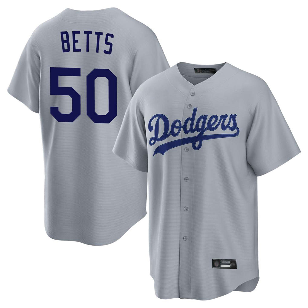 Elroe LA.Dodgers #50 Mookie Betts Player Gray Game Stitched Jerseys
