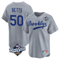 Elroe LA.Dodgers #50 Mookie Betts Player Gray World Series Game Limited Home Stitched Jerseys