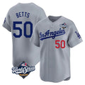 Elroe LA.Dodgers #50 Mookie Betts Player Gray World Series Limited Home Stitched Jerseys