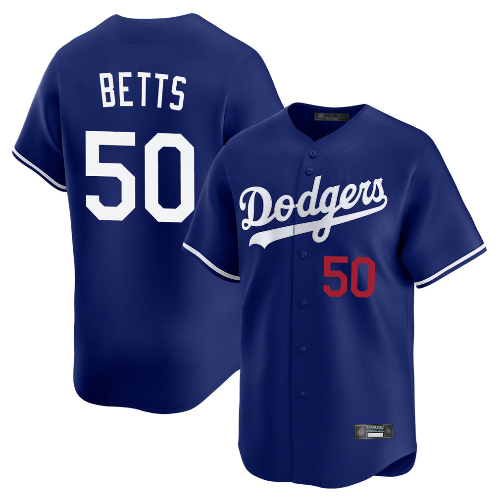 Elroe LA.Dodgers #50 Mookie Betts Player Royal Limited Home Stitched Jerseys