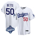Elroe LA.Dodgers #50 Mookie Betts Player White World Series Meet Home Game Stitched Jerseys