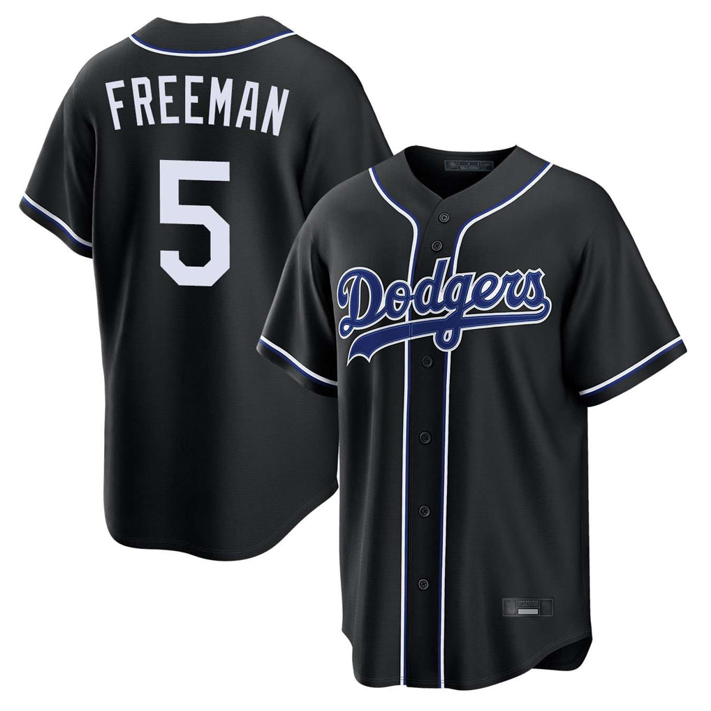 Elroe LA.Dodgers #5 Freddie Freeman Player Black Carbon Limited Home Stitched Jerseys