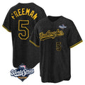 Elroe LA.Dodgers #5 Freddie Freeman Player Black Gold World Series Limited Home Stitched Jerseys