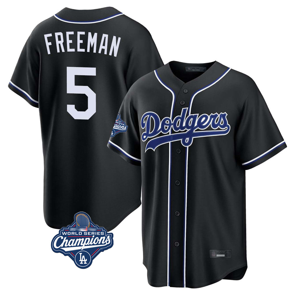 Elroe LA.Dodgers #5 Freddie Freeman Player Black World Series Meet Carbon Limited Home Stitched Jerseys