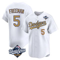 Elroe LA.Dodgers #5 Freddie Freeman Player White World Series Collection Limited Home Stitched Jerseys