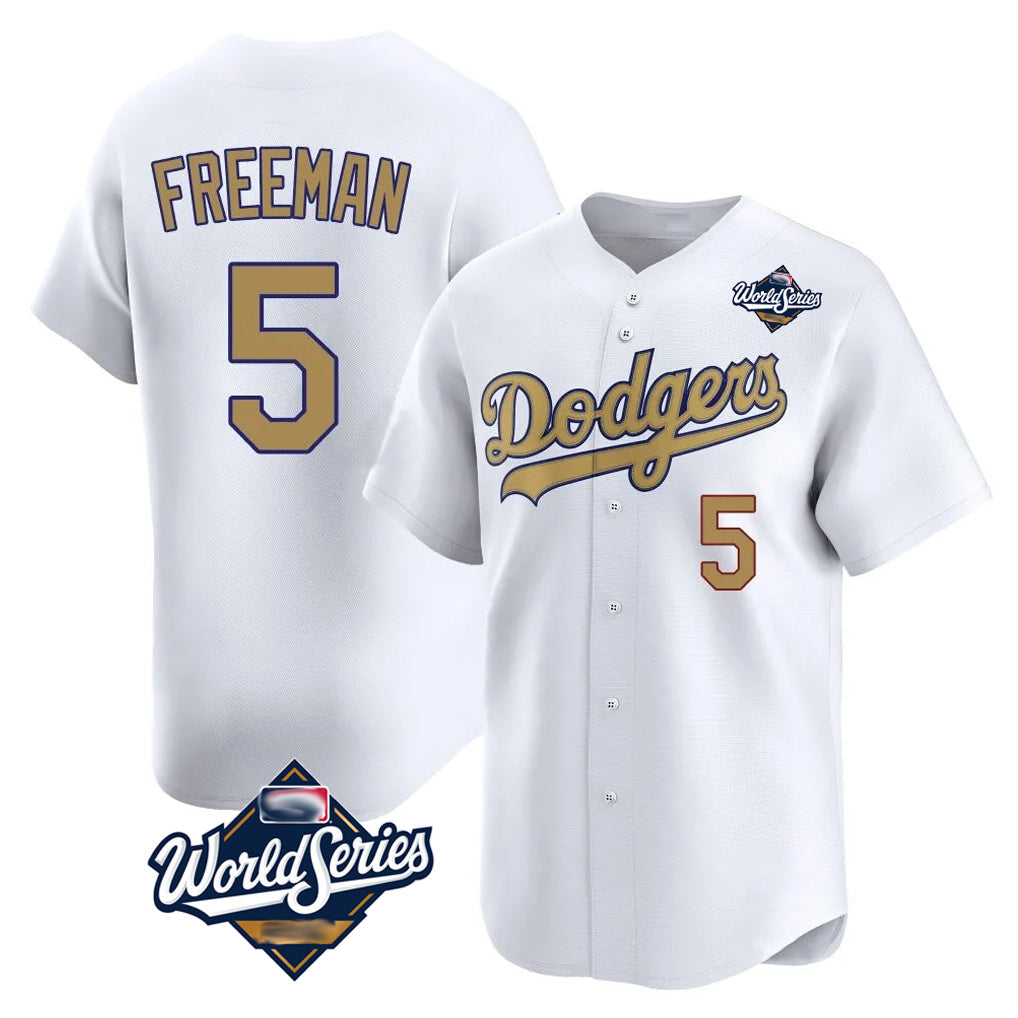 Elroe LA.Dodgers #5 Freddie Freeman Player White World Series Collection Limited Home Stitched Jerseys