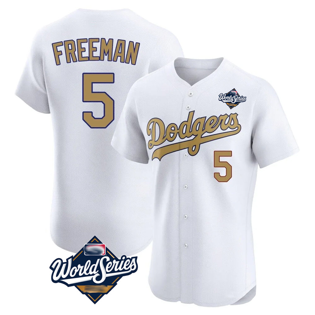 Elroe LA.Dodgers #5 Freddie Freeman Player White World Series Limited Elite Home Stitched Jerseys
