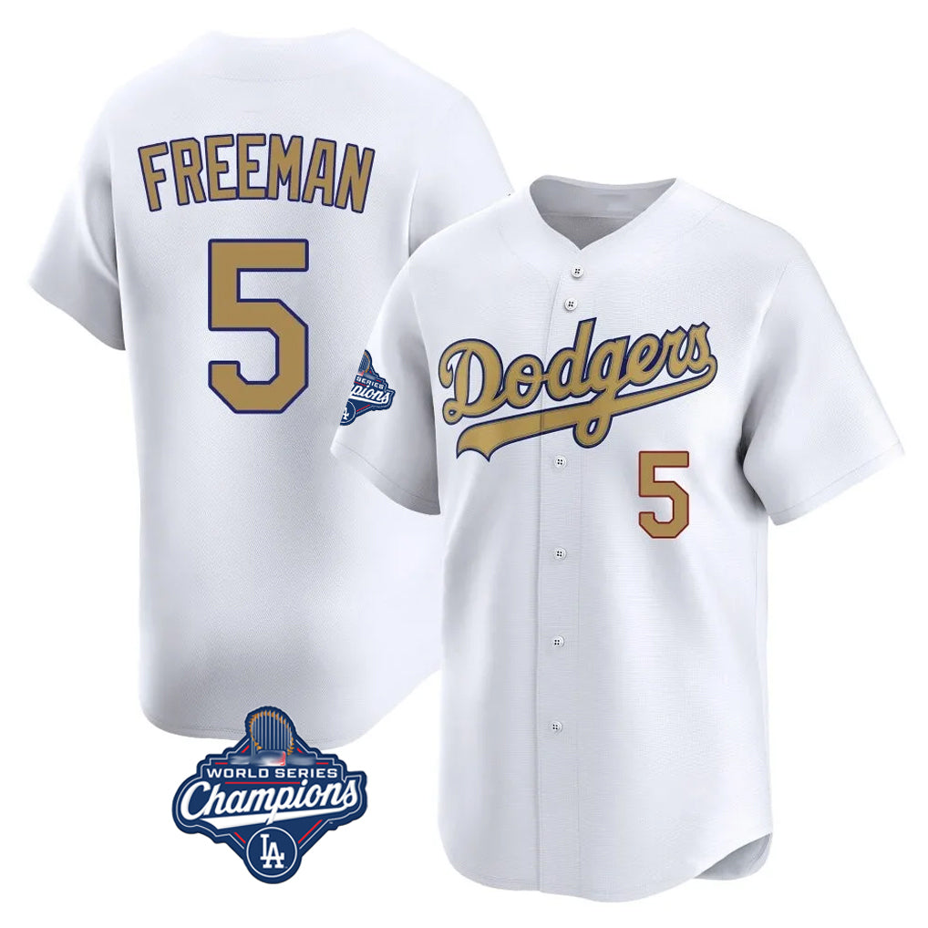 Elroe LA.Dodgers #5 Freddie Freeman Player White World Series Meet Collection Limited Home Stitched Jerseys