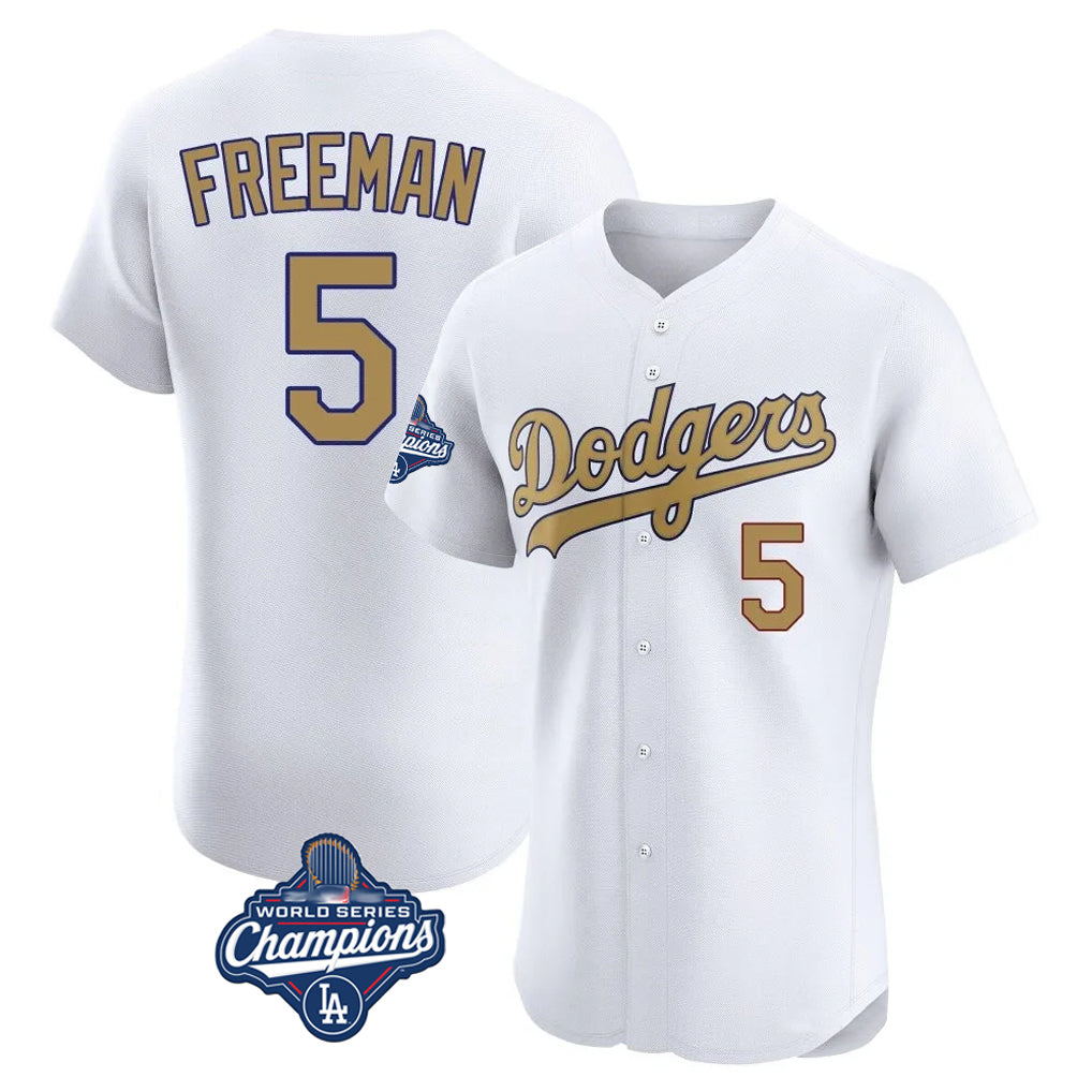 Elroe LA.Dodgers #5 Freddie Freeman Player White World Series Meet Limited Elite Home Stitched Jerseys