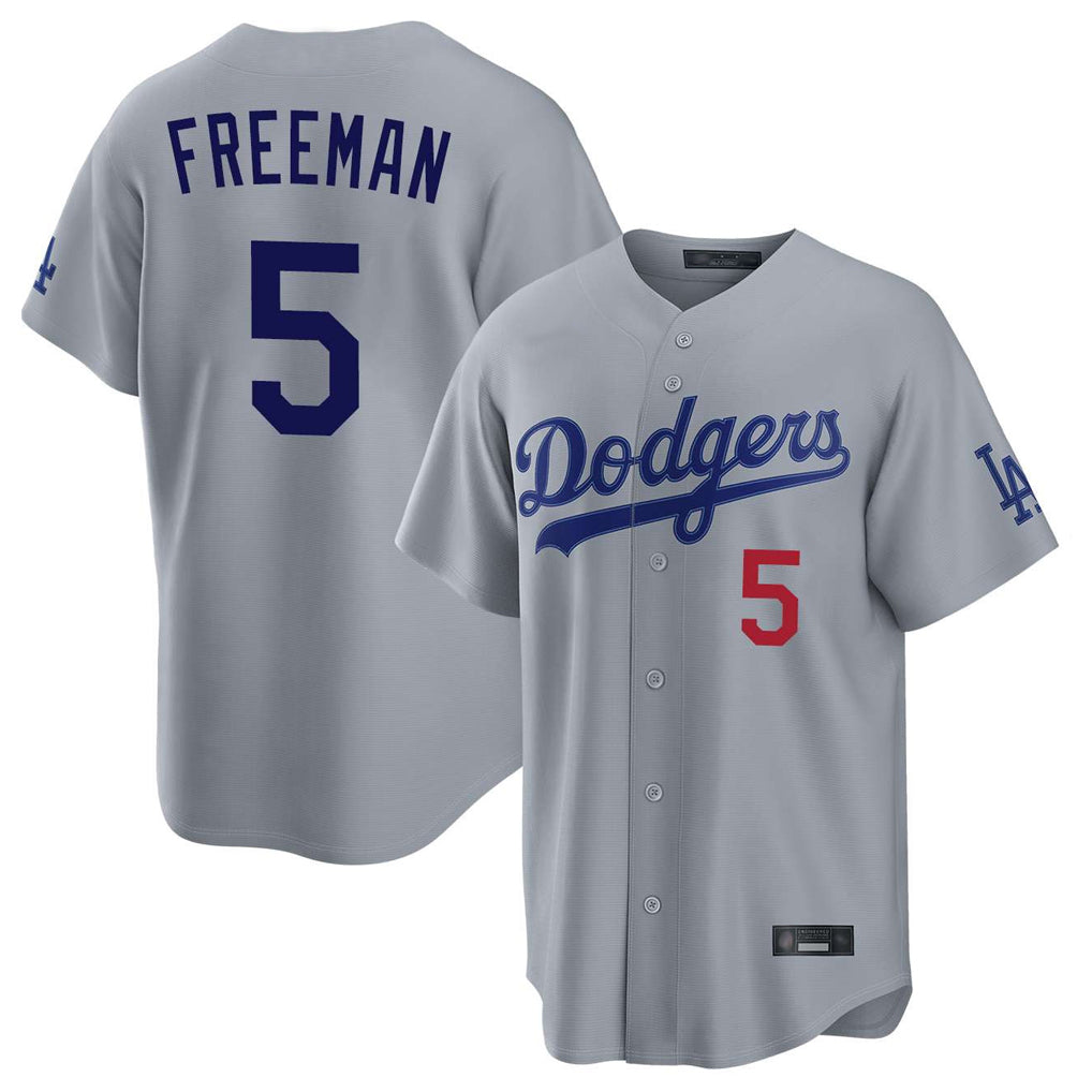 Elroe LA.Dodgers #5 Freddie Freeman Player Gray Game Home Stitched Jerseys