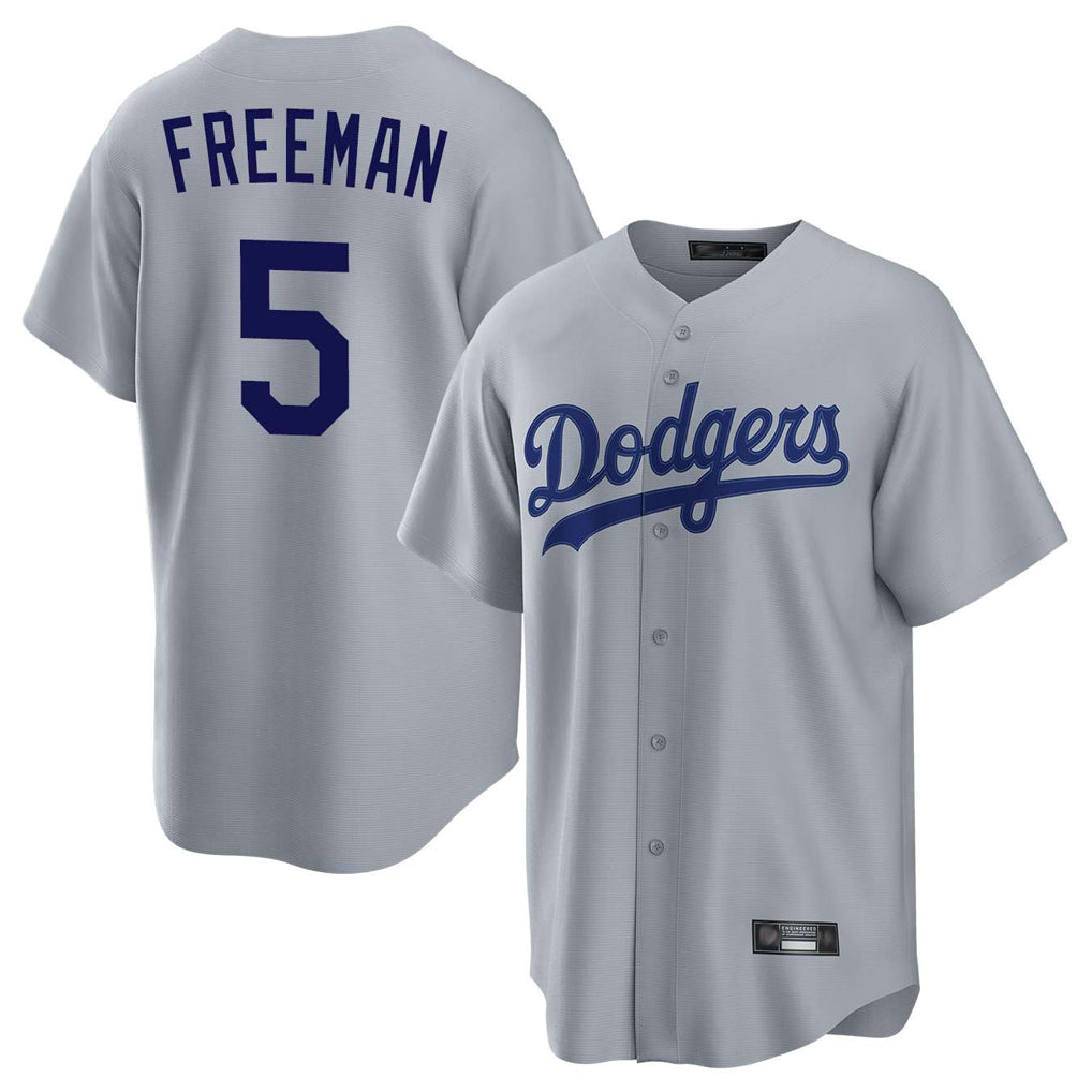 Elroe LA.Dodgers #5 Freddie Freeman Player Gray Game Stitched Jerseys