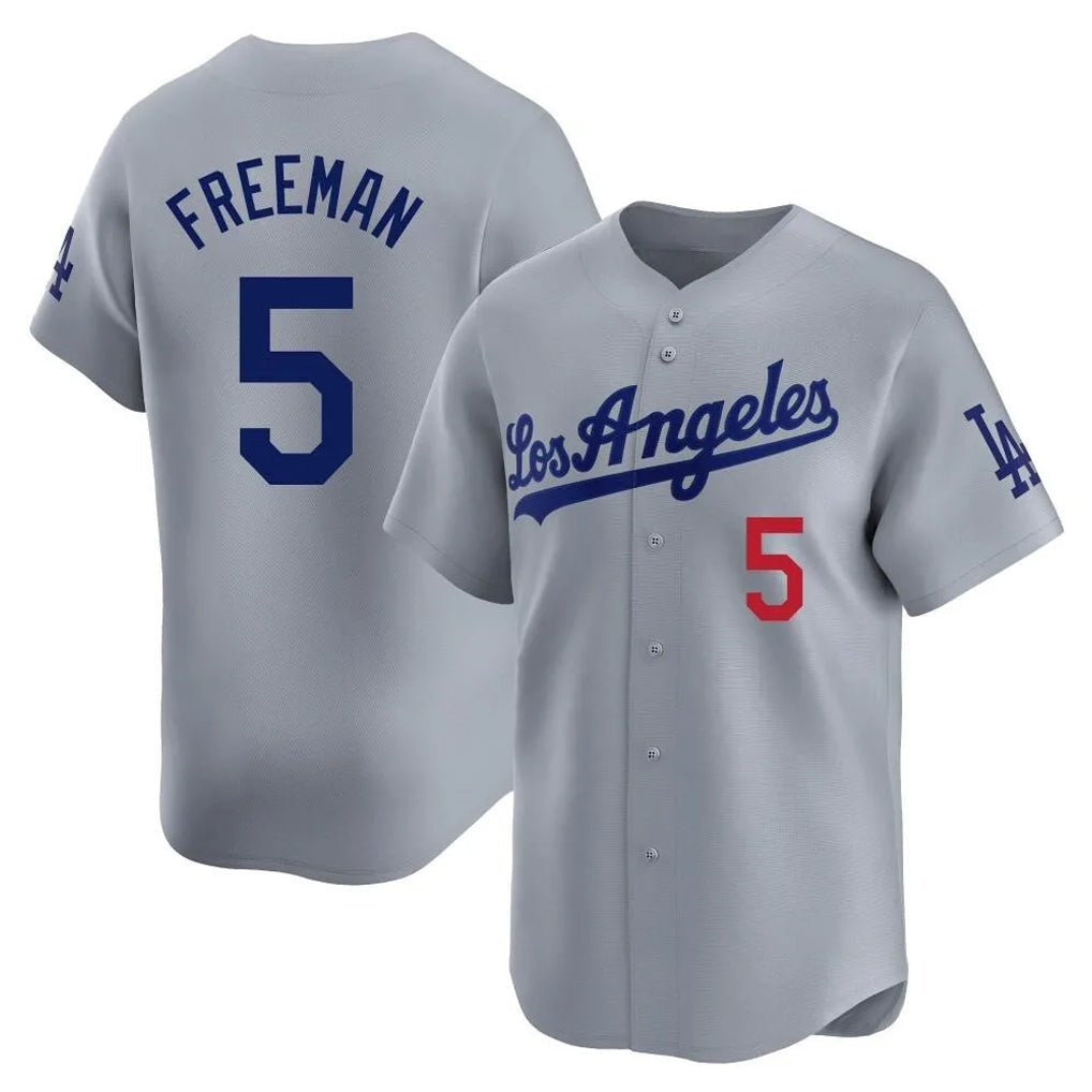 Elroe LA.Dodgers #5 Freddie Freeman Player Gray Limited Home Stitched Jerseys