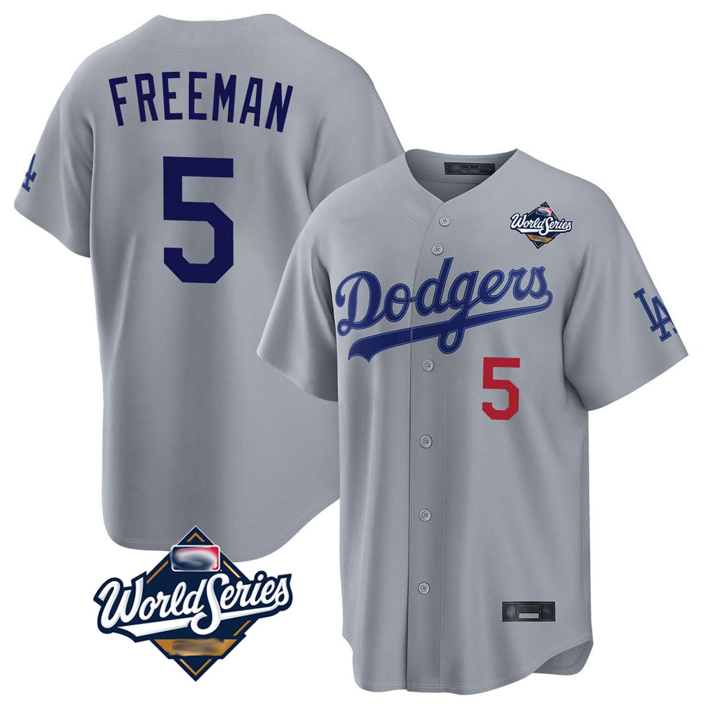 Elroe LA.Dodgers #5 Freddie Freeman Player Gray World Series Game Home Stitched Jerseys