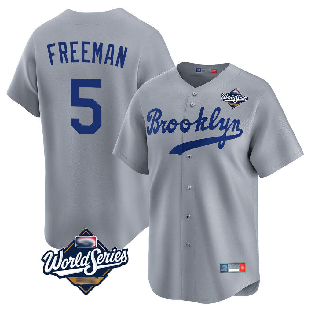 Elroe LA.Dodgers #5 Freddie Freeman Player Gray World Series Game Limited Home Stitched Jerseys
