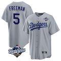 Elroe LA.Dodgers #5 Freddie Freeman Player Gray World Series Game Stitched Jerseys