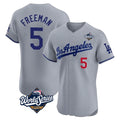 Elroe LA.Dodgers #5 Freddie Freeman Player Gray World Series Limited Elite Home Stitched Jerseys
