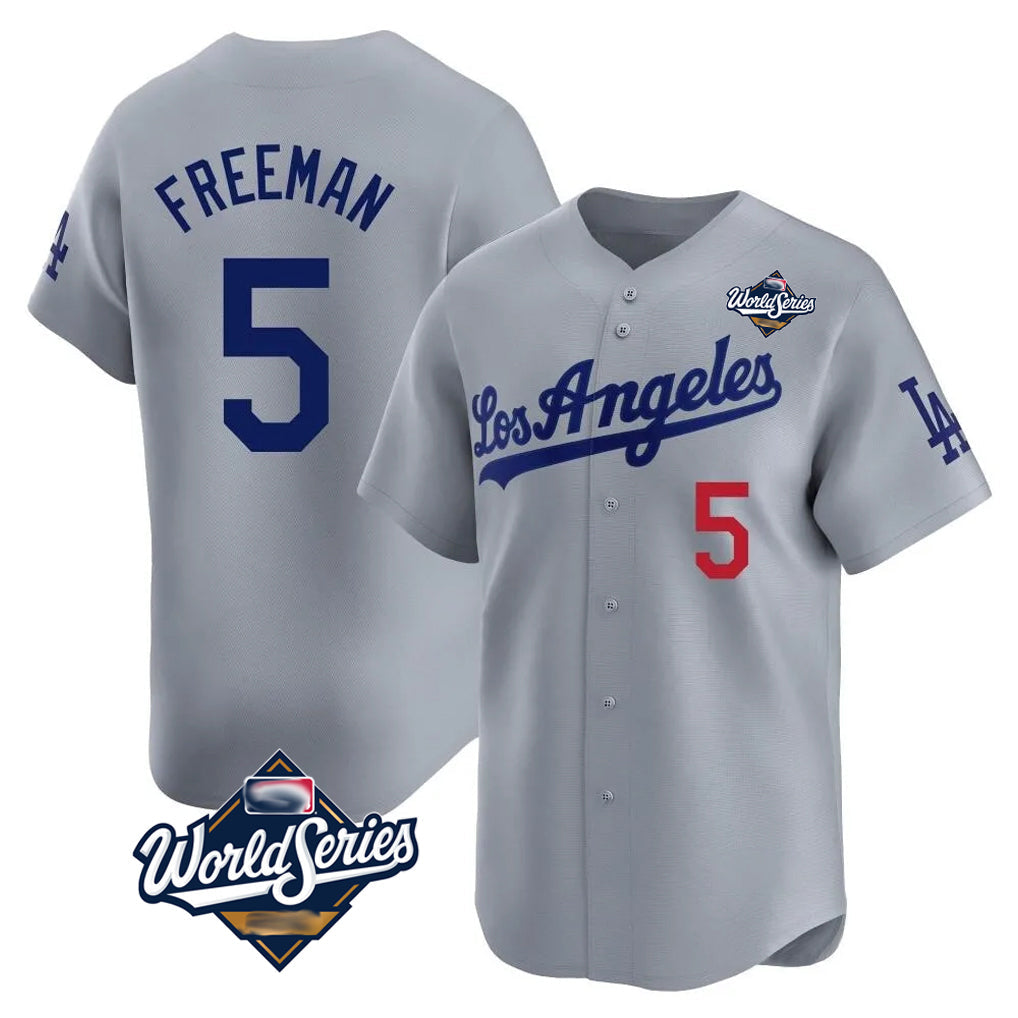 Elroe LA.Dodgers #5 Freddie Freeman Player Gray World Series Limited Home Stitched Jerseys