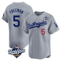 Elroe LA.Dodgers #5 Freddie Freeman Player Gray World Series Limited Home Stitched Jerseys
