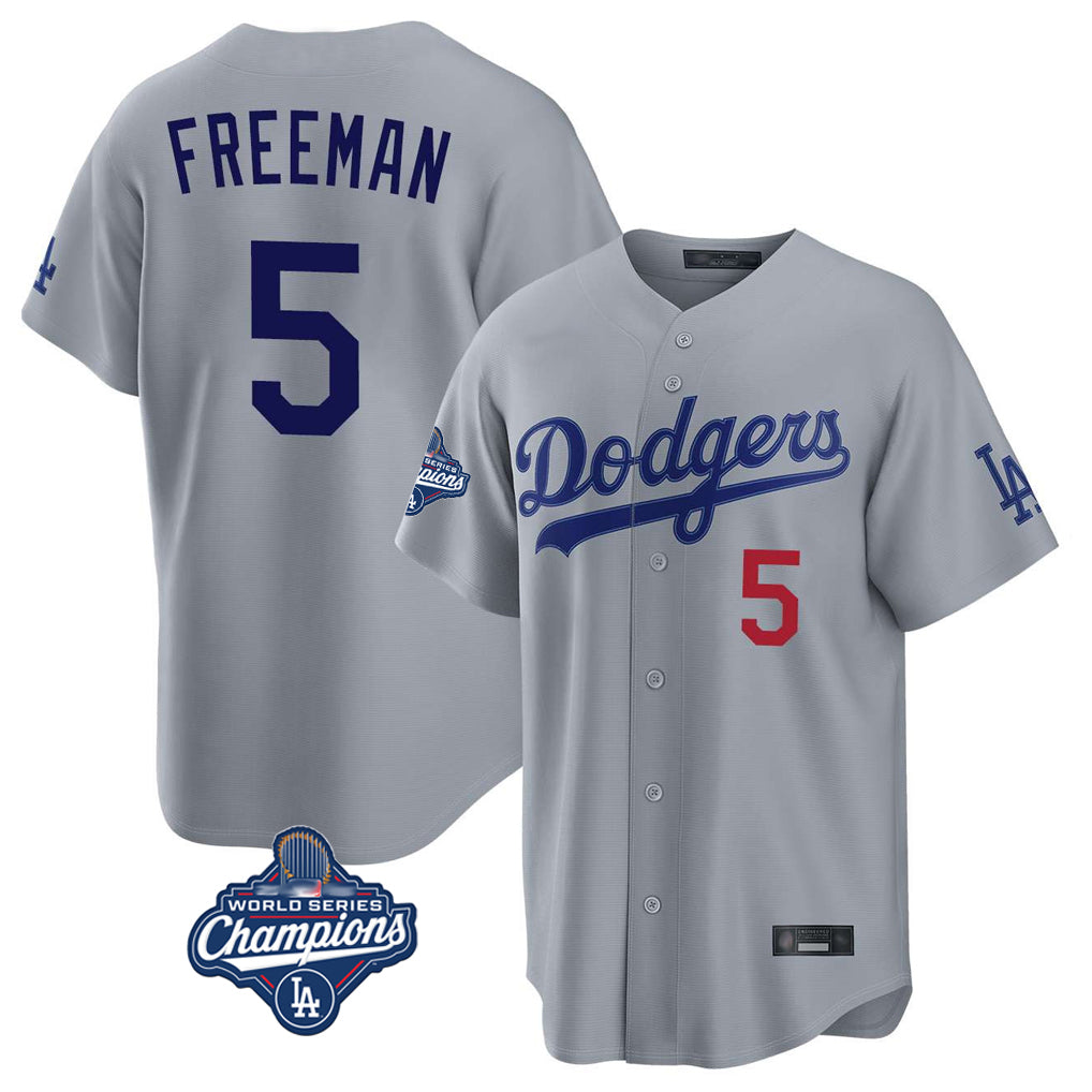 Elroe LA.Dodgers #5 Freddie Freeman Player Gray World Series Meet Game Home Stitched Jerseys