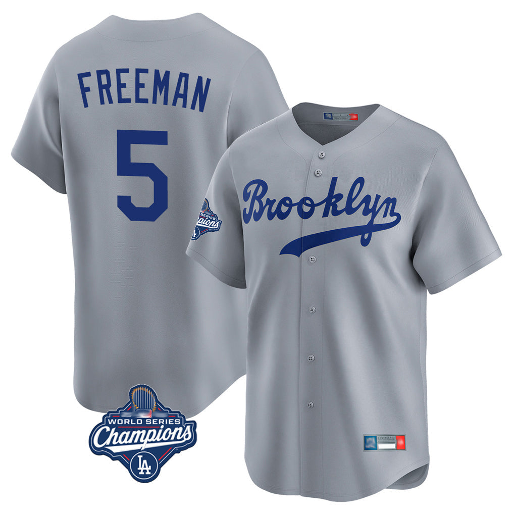 Elroe LA.Dodgers #5 Freddie Freeman Player Gray World Series Meet Game Limited Home Stitched Jerseys