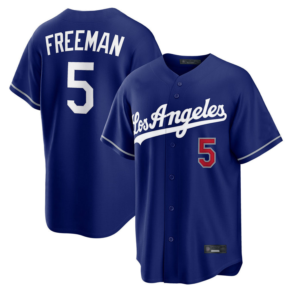Elroe LA.Dodgers #5 Freddie Freeman Player Royal Game Home Stitched Jerseys