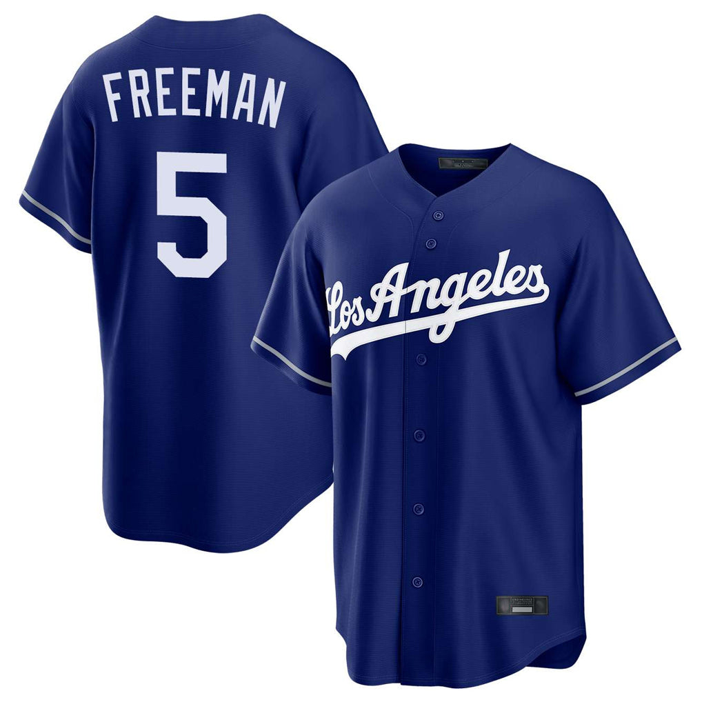 Elroe LA.Dodgers #5 Freddie Freeman Player Royal Game Stitched Jerseys
