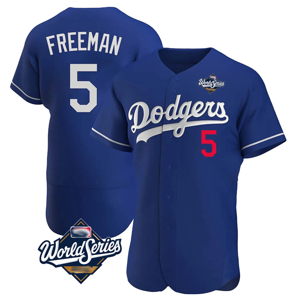 Elroe LA.Dodgers #5 Freddie Freeman Player Royal World Series Limited Elite Home Stitched Jerseys