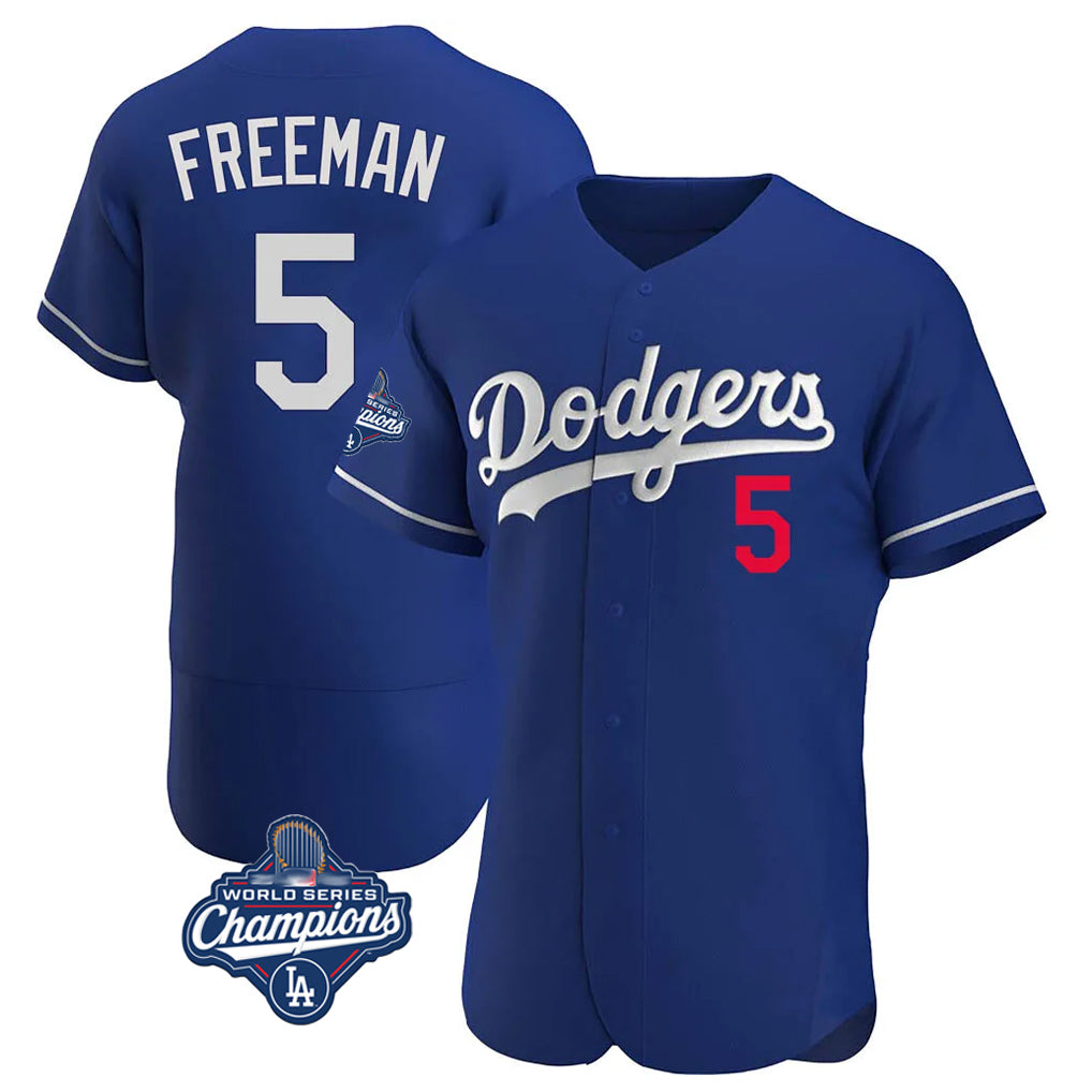 Elroe LA.Dodgers #5 Freddie Freeman Player Royal World Series Meet Limited Elite Home Stitched Jerseys