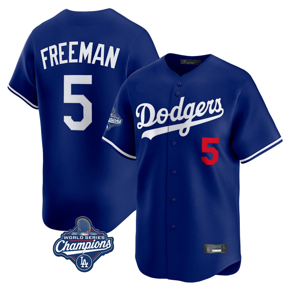 Elroe LA.Dodgers #5 Freddie Freeman Player Royal World Series Meet Limited Home Stitched Jerseys